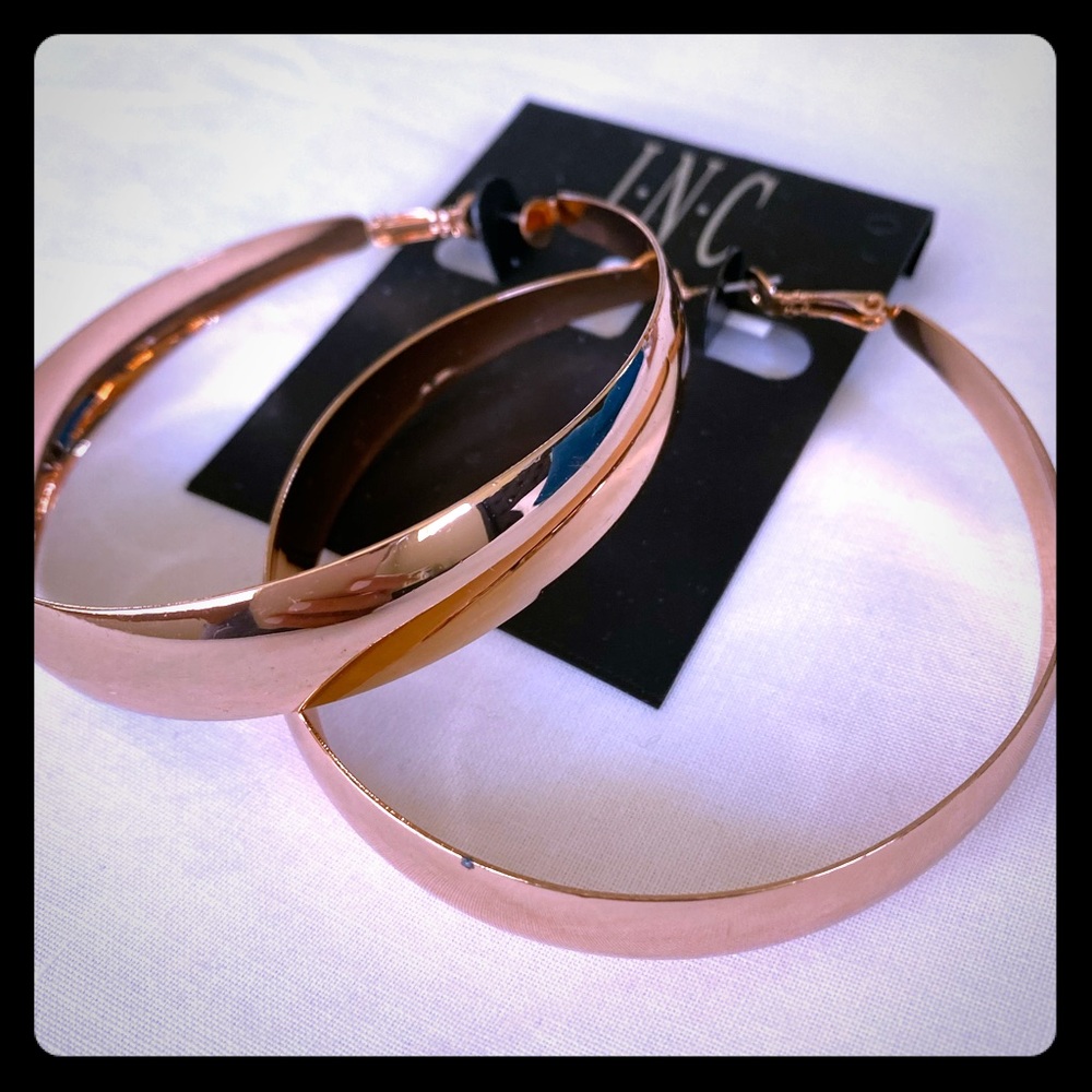 INC Rose Gold Hoops.  Large 70 mm (2.75 in.)